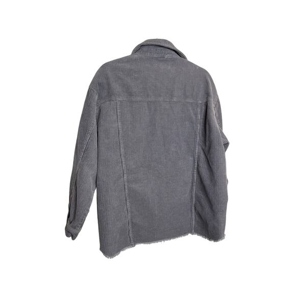 Zara Blue Corduroy Shacket Raw Hem Small - Picture 4 of 8